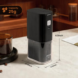 VEVOK CHEF Portable Electric Coffee Grinder,Adjustable Stainless Steel Burr Coffee Bean Mill,One-Button Grinder with USB Rechargeable,Auto‑Stop for Espresso to French Press,for Outdoor Use(Black)