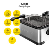 4.5 Liter Deep Fryer w/Basket Strainer, XL Jumbo Size, Adjustable Temperature & Timer, Perfect for Frying Chefman