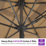 PURPLE LEAF Market Patio Umbrella Umbrella 10' x 13' Semi Auto Lift, Beige