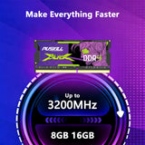 PUSKILL 16GB DDR4 3200MHz SODIMM CL22 Laptop RAM (1x16GB)