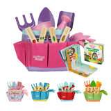 Pink Kids Gardening Tools - includes Sturdy Tote Bag, Watering Can, Gloves, Shovels, Garden Stakes