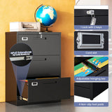 LISSIMO Metal Lateral 3 Drawer File Cabinet, Wide Filing Cabinet with Lock for Home Office Organization Hanging Files Letter/Legal/F4/A4 Size (Black, Assembly Required)