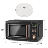 LDAILY 0.7Cu.ft Retro Small Microwave Oven, 700W Compact Countertop Microwave with 5 Power Levels, Auto Cooking Menus, Glass Turntable, Child Lock & Glass Turntable for Apartment, Dorm (Golden)