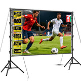 VntB Outdoor Projector Screen with Stand, 150 inch Portable Projection Screen Wrinkle-Free 16:9 4K HD Rear Front Movie Screen with Carry Bag for Indoor Home Theater, Camping and Backyard Entertainment