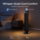 Abolee Tower Fan for Bedroom, 90° Oscillating Bladeless Standing Fan with Remote, 27ft/s High Velocity, 40 Inch, 32dB Quiet for Sleep, 3 Speeds, 4 Modes, 12H Timer, Auto Mode, Home Office Indoor black