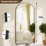 GLSLAND-77 x38 Arched Full Length Mirror - Oversize Floor Mirrors Aluminum Alloy Frame Full Body Dressing Mirror for Bedroom Living Room,Black