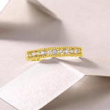 Oseew Created Diamond Eternity Ring Wedding Gold Band Gold Engagement Ring band for womens(yellow gold)