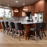 Ollega 26" Black Swivel Counter Height Bar Stools Set of 6, 18.9" Wide Seat