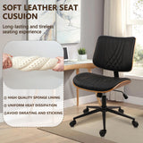 Desk Chair with Wheels, Adjustable Height Reading Chair, Leather Mid Back & Swivel Computer