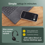 Jabra Evolve2 65 Bluetooth Wireless Headset with Mic for Calls and Music, Dual-Ear Headphones with USB-C Adapter and Charging Stand, Up to 37 Hours Battery, Works with Microsoft Teams, Black