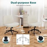 OLIXIS Criss Cross Chair with WOLIXIS Criss Cross Chair with Wheels Wide Cross Legged Office Desk Vanity Chairheels Wide Cross Legged Office Desk Vanity Chair Comfy Fabric Armless Adjustable Swivel for Home Computer Task Fabric Beige