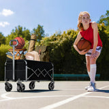 Wagons Carts Foldable, 360 Lbs with Adjustable Handle, Black Lightweight Portable, Collapsible Wagon for Camping, Shopping, Sports