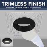 LUXRITE 4-Inch LED Trimless Recessed Spotlight with Black Wall Washer Trim Replacement 25W, 2000LM, 5CCT, 60° Beam Angle, Dimmable, Push-n-Lock, CRI90, Damp & IC Rated, ETL White + Black (4 Pack)