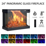 LUXOAK 59" Fireplace TV Stand with 3-Sided Glass Electric Fireplace