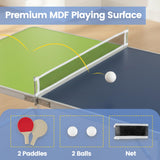 Goplus Foldable Ping Pong Table, 100% Preassembled Mini Table Tennis Table with Adjustable Height for Indoor Outdoor, Portable Table Tennis Set Includes Net, 2 Paddles, Balls