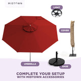 Midtown Umbrellas Push & Pop 10 Ft Patio Umbrellas with Push & Pop Mechanism, 8 Fiberglass Ribs & Sunbrella Fabric – Outdoor Umbrella for Deck, Pool, Cafés and Hotels – Red Canopy, Silver Pole