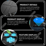 Laptop Cooling Pad Six Fans, Adjustable Stand RGB with LCD Touch Control
