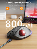 Wireless Trackball Mouse, Adjustable Angle, Rechargeable, Backlit-Red Ball
