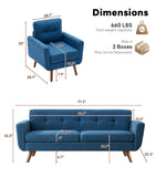 Tbfit Mid Century Modern Sofa Couch, Blue, Standard Sofa & Accent Chair