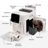Zulay Kitchen Magia Automatic Espresso Machine – Clasica, Cream Silver – Super Automatic Coffee Maker with Built-in Grinder, Steam Wand, Self-Cleaning, Touch Panel, for Bean & Ground Coffee