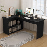 WOOOFA L Shaped Desk with Storage, Corner Computer Desk with Open Shelves