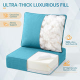 Outdoor Furniture Cushions, 6 inch Thick Seat Cushions for Outdoor Furniture, Waterproof 24x24 Patio Couch Cushions, Replacement Chair/Sofa Cushion, Include 4 Back & 4 Seat Cushion, Thick/Cyan Blue