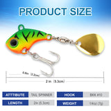 Gorvellin 5PCS Spinner Baits Fishing Lures Kit, Metal VIB Vibration Baits with Treble Hooks, Bass Trout Fishing Lure Kit with Rotating Blade, Hard Bait for Freshwater Saltwater Fishing