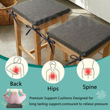 Square Stool Cushion with Ties - Memory Foam Anti Slip Seat Cushion