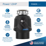 InSinkErator Power 1HP, 1 HP Garbage Disposal, Power Series EZ Connect Continuous Feed Food Waste Disposer, Black & STS-OOSN Garbage-disposals, Satin Nickel