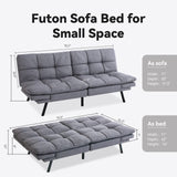 Memory Foam Couch Bed with Mattress and Frame Included, Comfortable Grey Opoiar