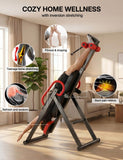 YOLEO Gravity Heavy Duty Inversion Table with Headrest & Adjustable Protective Belt Back Stretcher Machine for Pain Relief Therapy (Red02)