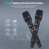 200W High-Power Karaoke Machine with 5-Channel Mixer, Premium Voice Amplifier/PA System, Portable Bluetooth Speakers with 2 Wireless Mics for Busking, Party, Outdoor, Classroom, Singing, Guitar Amp