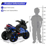 12V Electric Kids Motorcycle for 3-8 Year Old Boys Girls, 3-Wheel Ride-On Toy Motorbike with Lighting Wheels, Music Player (Connect with Phone) and Hand Drive (Blue-2)