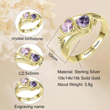 Customized 10k white gold 2 Birthstones Ring for Women Mother's Ring Personailzed 14k yellow gold Birthstone Ring Family Rings Mom Jewelry Mother and Daughter Rings with 2 Birthstones(Yellow Gold)