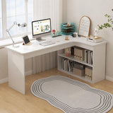 WOOOFA L Shaped Desk with Storage, Corner Computer Desk with Open Shelves