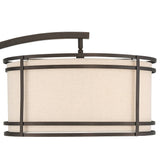 Franklin Iron Works Gentry Industrial Rustic Farmhouse Arc Floor Lamp with USB Charging Port 71 1/2" Tall Oil Rubbed Bronze 2-Light Oatmeal Fabric Drum Shade for Living Room Reading Bedroom Office