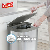 Stainless Steel Step Trash Can, Series 2 with Clorox Protection - Large Metal Kitchen Garbage Bin