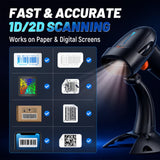 Tera Barcode Scanner 2D Wireless: with Battery Indicator and Stand, HW0002
