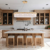 kvtinmty L40 Crystal Rectangle Chandeliers for Dining Room, 12-Light Gold Rectangular Chandeliers Over Table, Modern Linear Chandeliers for Kitchen Island, Living Room
