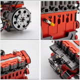 MechPuConToy Mini Metal Engine Model Kit That Runs, GS-L4 Engine Water-Cooled 4-Stroke DOHC Inline Four-Cylinder Engine Model Kit, Physics Science Engine for Adults (Finished Version)
