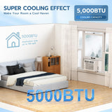ZAFRO 5000BTU Window Air Conditioners Cool Up to 150 Sq Ft,Quiet Operation Window AC Unit with 2 Cool&Fan Functions,Easy to Use Mechanical Control,Washable Filter,Easy Install Kit,for Small Room,White