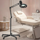 HITTI 10X Magnifier Esthetician Light, 2200 Lumens, Stepless Dimmable, 5 Wheel Rolling Base, LED Lighted Mag Lamp for Lash & Facials, Tattoo, Nail, Crafts, Sewing- Black