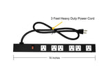 Opentron OT16063 Heavy Duty Metal Surge Protector Power Strip with Mounting Parts 6 White Outlets 3 Feet Power Cord