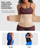 FeelinGirl Waist Trainer for Women Control Waist Cincher Trimmer Triple Belt Hooks Steel Bones Firm Control Body Shaper Skin