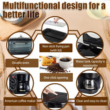Breakfast Center 4-in-1 with Coffee Maker, Non-stick Skillet, 7L Toaster Oven and Dual Heating Elements, Compact Kitchen Appliance for Apartments and Dorm Living