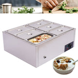 Food Warmer Bain Marie Food Steamer 6 Pans Steam Table Buffet Countertop 850W