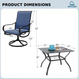 MFSTUDIO Patio Table and Chairs Set of 4, Swivel Mesh Chairs, Blue