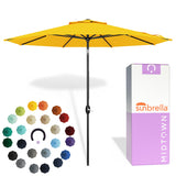 Midtown Umbrellas - The Lean 8 Ft Patio Umbrella with Fade-Resistant Sunbrella Fabric, Auto-Tilt Aluminum Frame and 8 Reinforced Ribs for Deck, Pool & Garden - Yellow Canopy, Black Pole