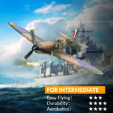 volantexrc RC Plane Spitfire Fighter 4CH Remote Control Airplane RTF with Aileron, Gyro, Aerobatics & 3 Modes to Fly, Hobby Radio Controlled Warbird Aircraft for Adults, Beginners(Green)