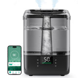 MERONTE Smart Humidifiers for Bedroom Home, 6L Cool Mist Top Fill Humidifier Large Room with Essential Oil Diffuser, Touch/APP/Voice Control, NightLight Humidifiers for Nursery & Plants (Black, 1Pack)